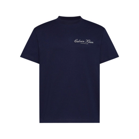 T-shirt en coton marine uni avec une coupe...