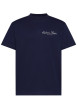 Thumbnail T-shirt en coton marine uni avec une coupe droite et un col rond