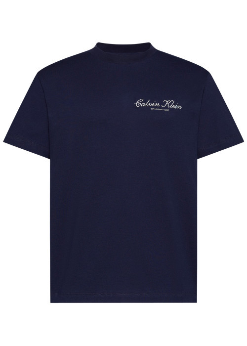 T-shirt en coton marine uni avec une coupe...