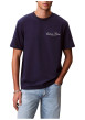 Thumbnail T-shirt en coton marine uni avec une coupe droite et un col rond - Image 2