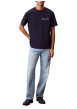Thumbnail T-shirt en coton marine uni avec une coupe droite et un col rond - Image 4
