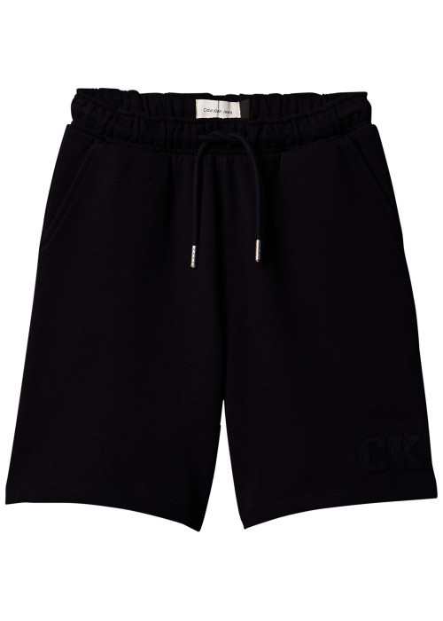 Short jogging en coton biologique noir uni avec une coupe droite