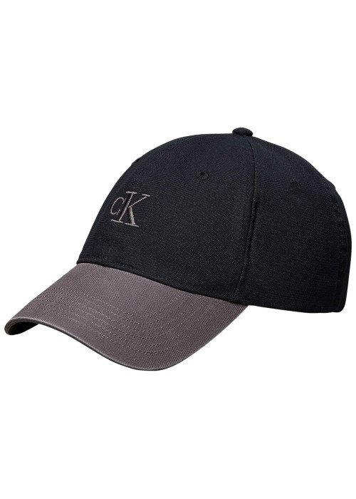 Casquette en coton bicolore noire et gris uni avec fermeture strapback