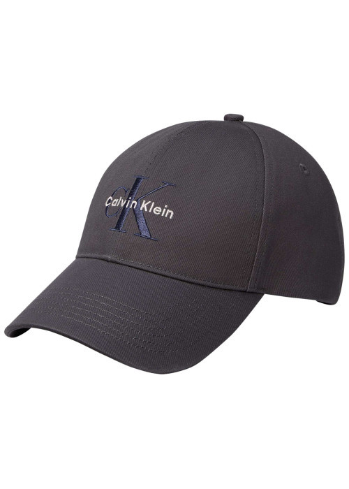 Casquette en coton marine uni avec logo et fermeture strapback