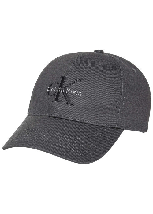 Casquette en coton anthracite uni avec logo et fermeture strapback