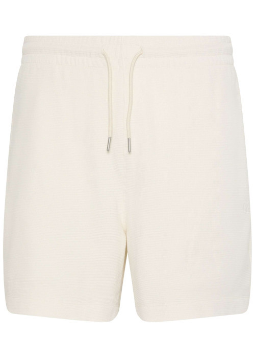 Short jogging en coton écru uni avec une coupe droite et une taille élastiquée
