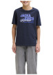 Thumbnail T-shirt en coton biologique marine orné d'un imprimé de la marque - Image 3
