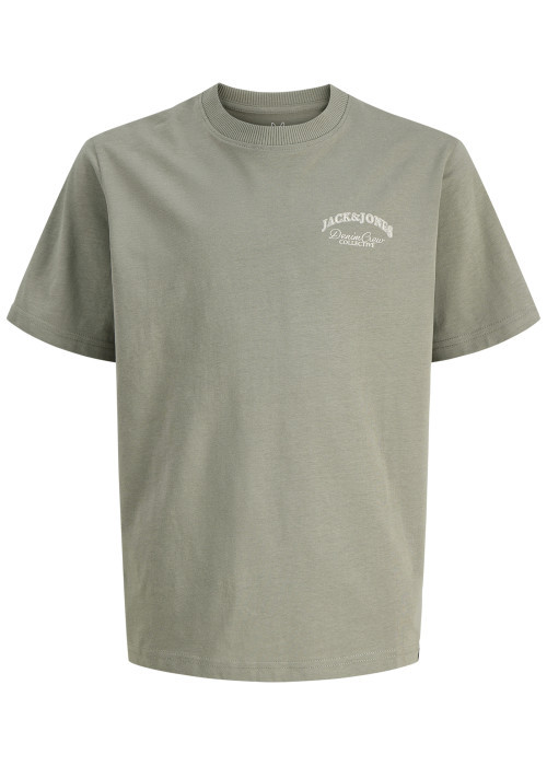 T-shirt en coton kaki orné d'un imprimé de la marque oversize dans le dos