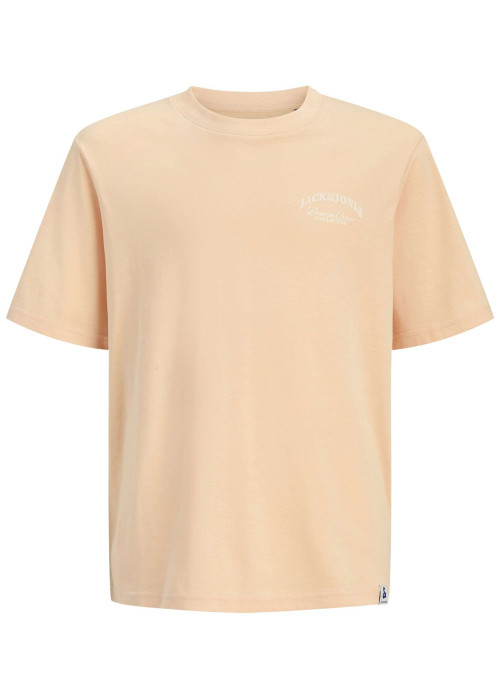 T-shirt en coton pêche orné d'un imprimé de la marque oversize dans le dos