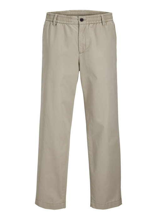 Pantalon Karl Lawrence en coton beige pourvu d'une taille élastiquée