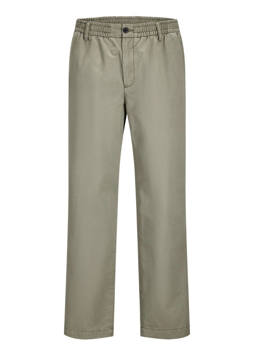 Pantalon Karl Lawrence en coton kaki pourvu d'une taille élastiquée