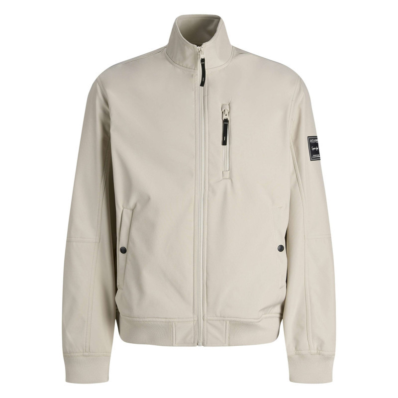 Jack & Jones - Bomber écru à Coupe Droite Pourvu D'un Col Montant Et De Manches Longues - Beige