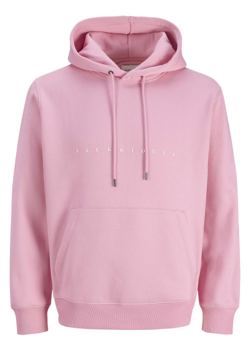 Sweat en coton mélangé rose à coupe droite pourvu d'un col à capuche