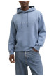 Thumbnail Sweat en coton mélangé bleu à coupe droite pourvu d'un col à capuche - Image 3