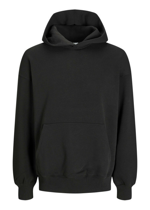 Sweat en coton noir à coupe droite pourvu d'un col à capuche