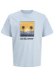 Thumbnail T-shirt en coton bleu clair pourvu d'une coupe droite et d'un col rond
