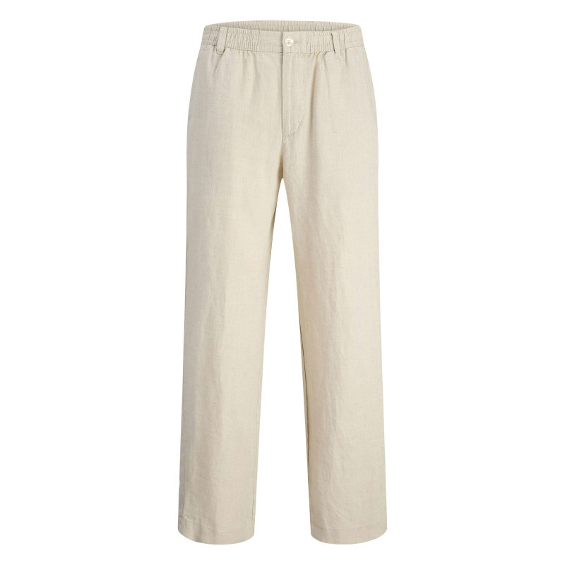 Jack & Jones - Pantalon Chino Beige En Lin Pourvu D'une Taille élastiquée Froncée - Beige Jack & Jones - Pantalon Chino Beige En Lin Pourvu D'une Taille élastiquée Froncée - Beige