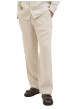 Thumbnail Pantalon chino beige en lin pourvu d'une taille élastiquée froncée - Image 3