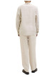 Thumbnail Pantalon chino beige en lin pourvu d'une taille élastiquée froncée - Image 4