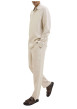 Thumbnail Pantalon chino beige en lin pourvu d'une taille élastiquée froncée - Image 6