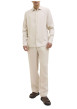 Thumbnail Pantalon chino beige en lin pourvu d'une taille élastiquée froncée - Image 8