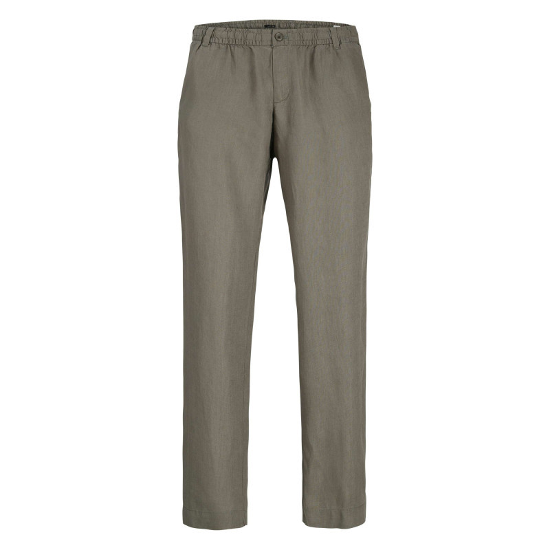 Jack & Jones - Pantalon Chino Kaki En Lin Pourvu D'une Taille élastiquée Froncée - Vert Jack & Jones - Pantalon Chino Kaki En Lin Pourvu D'une Taille élastiquée Froncée - Vert