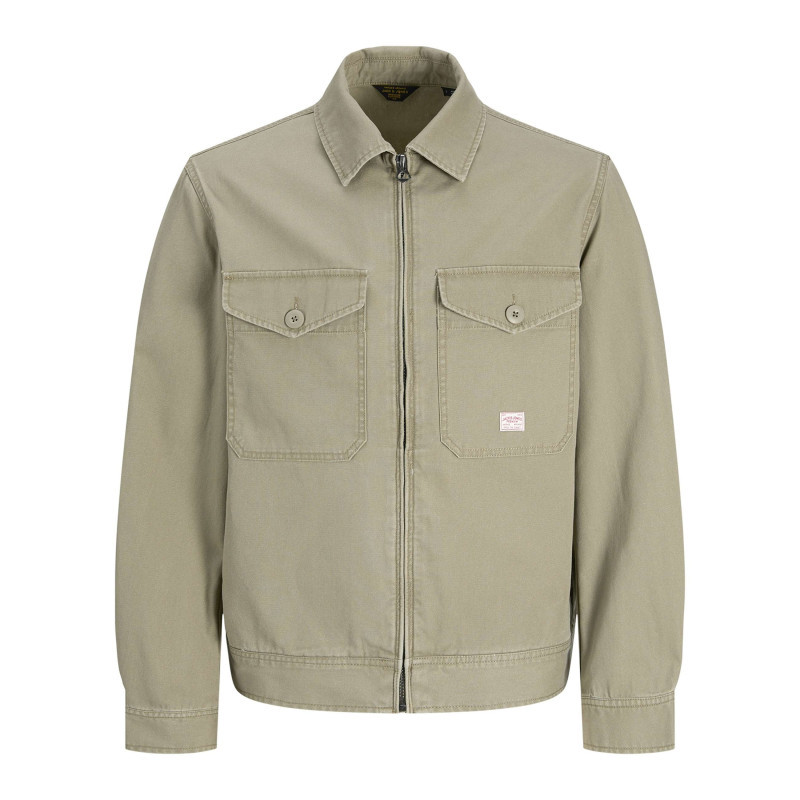 Jack & Jones - Blouson En Coton Kaki à Coupe Ajustée Pourvu D'un Col Chemise - Vert Jack & Jones - Blouson En Coton Kaki à Coupe Ajustée Pourvu D'un Col Chemise - Vert