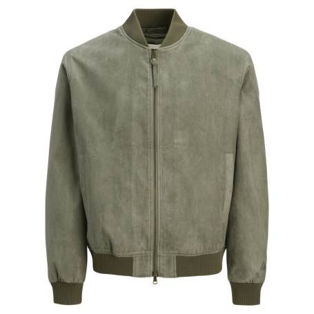 Bomber kaki en maille effet daim coupe ajustée...