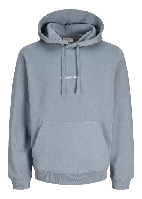 Sweat en coton bleu à coupe droite pourvu d'un col à capuche