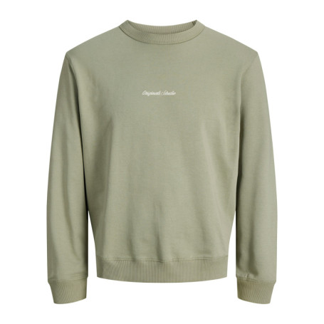 Sweat en coton olive pourvu d'un col rond et de...