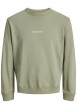 Thumbnail Sweat en coton olive pourvu d'un col rond et de manches longues