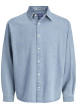 Thumbnail Chemise en coton bleue unie à coupe droite pourvue d'un col à revers