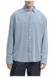 Thumbnail Chemise en coton bleue unie à coupe droite pourvue d'un col à revers - Image 3