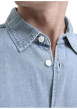 Thumbnail Chemise en coton bleue unie à coupe droite pourvue d'un col à revers - Image 5