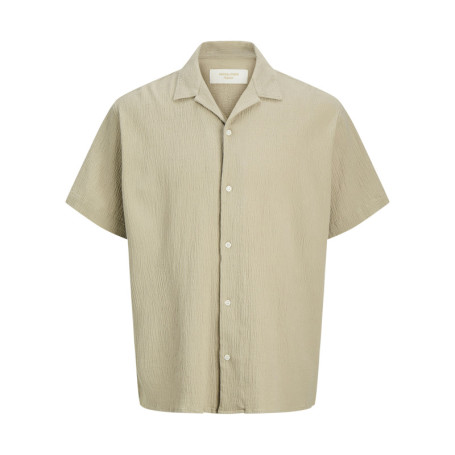 Chemise en coton beige à coupe droite pourvue...