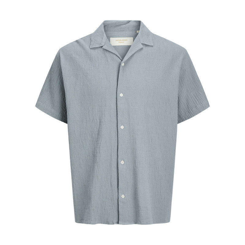 Jack & Jones - Chemise En Coton Bleue à Coupe Droite Pourvue D'un Col Cubain - Bleu Jack & Jones - Chemise En Coton Bleue à Coupe Droite Pourvue D'un Col Cubain - Bleu