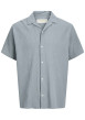 Thumbnail Chemise en coton bleue à coupe droite pourvue d'un col cubain
