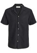 Thumbnail Chemise noire en crochet pourvue d'un col cubain et de manches courtes