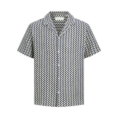 Chemise blanche et marine en crochet pourvue...