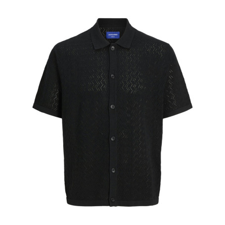 Polo noir à coupe droite pourvu d'un col à...