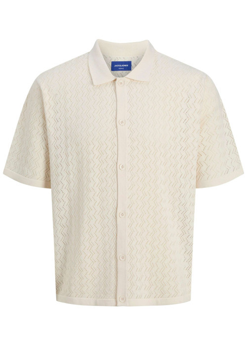 Polo beige à coupe droite pourvu d'un col à revers et de manches courtes