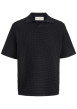 Thumbnail Polo en coton biologique noir à coupe droite pourvu d'un col à revers
