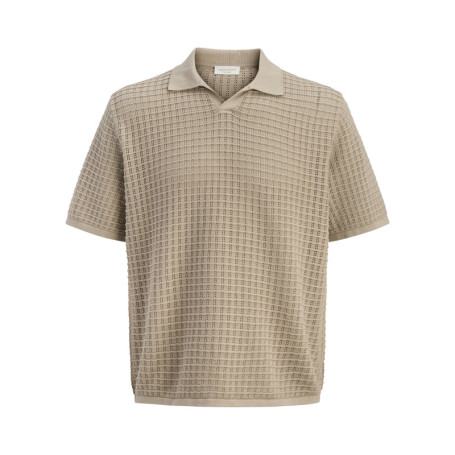 Polo en coton biologique beige à coupe droite...