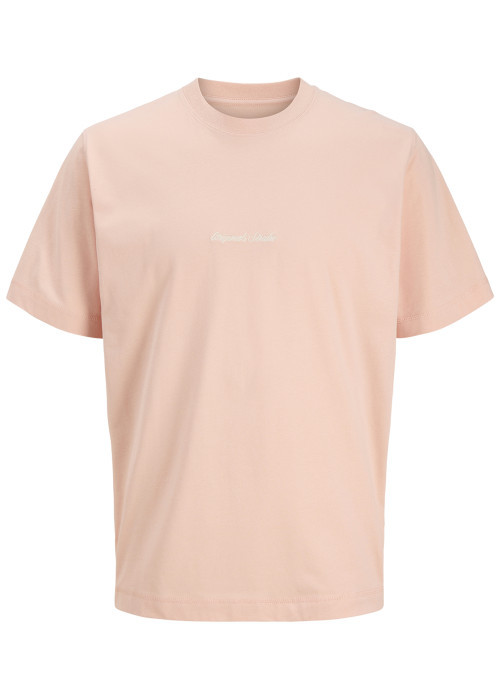 T-shirt en coton rose pourvu d'un col rond et de manches courtes