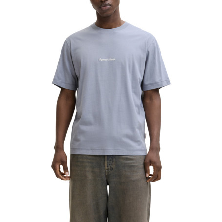 T-shirt en coton bleu pourvu d'un col rond et...