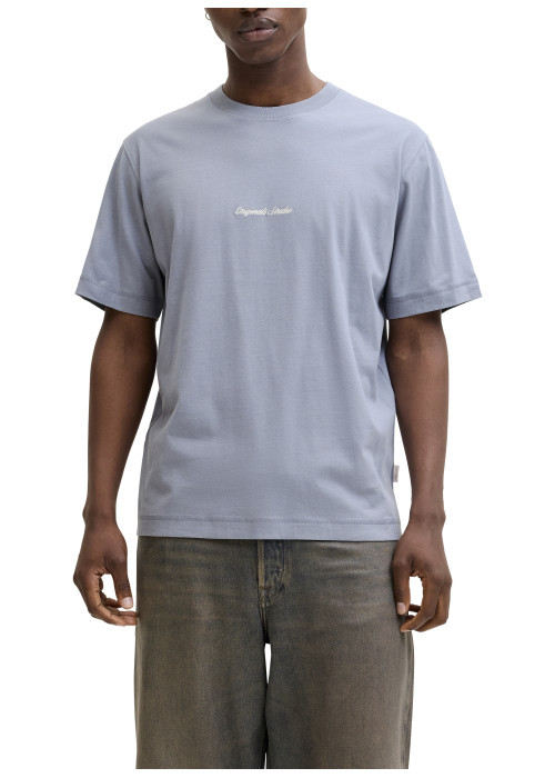 T-shirt en coton bleu pourvu d'un col rond et...