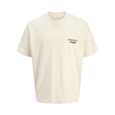T-shirt en coton écru imprimé à coupe droite...