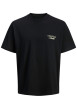 Thumbnail T-shirt en coton noir imprimé à coupe droite pourvu d'un col rond
