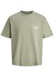 Thumbnail T-shirt en coton olive imprimé à coupe droite pourvu d'un col rond