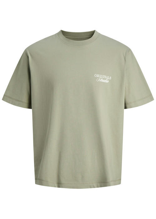 T-shirt en coton olive imprimé à coupe droite...